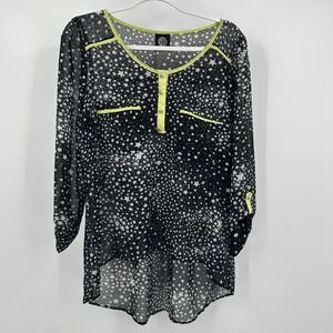 Womens Whimsigoth Sheer Star Print Top M Celestial Witchy Goth Blouse‎ Starry